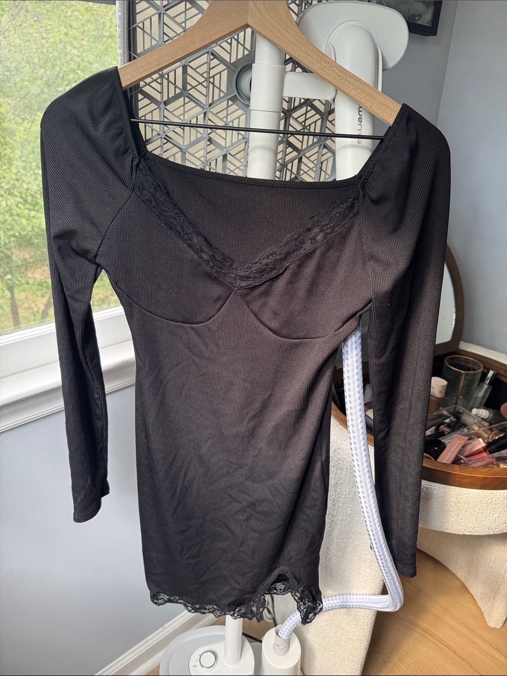 Source Unknown Black Lace-Trim Mini Dress
